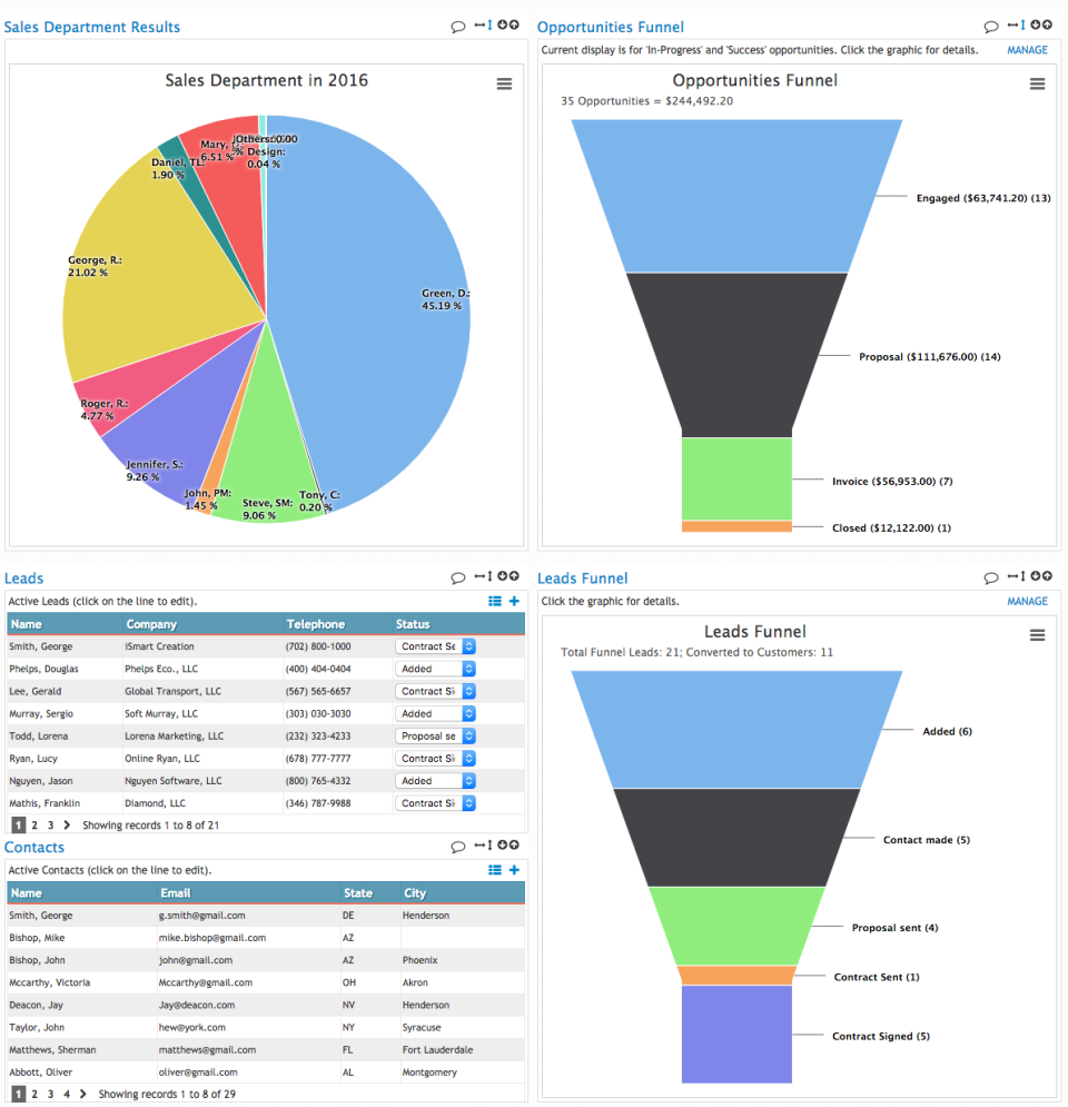 screenshot of W3B CRM